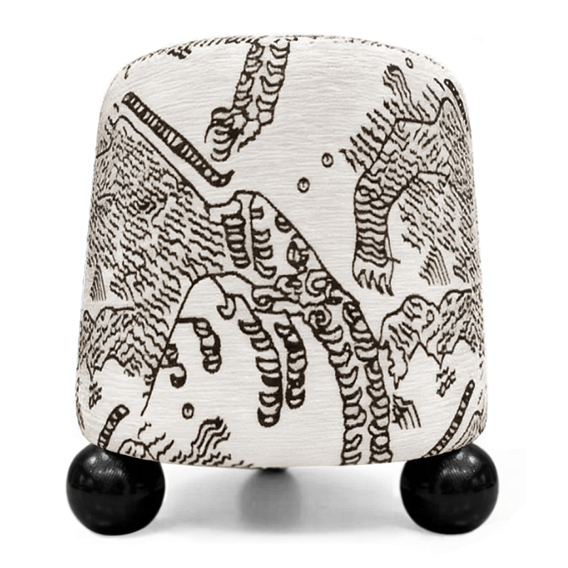 Пуф Wakonda Черно-Белый с Круглыми Черными ножками Белый Черный в Тюмени | Loft Concept 