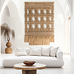 Панно на стену плетеное Макраме бежевый цвет  варинант исполнения - 1 | Loft Concept в Тюмени