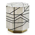 Приставной столик с инкрустацией Black and White Geometry bone bedside table варинант исполнения - 2 | Loft Concept в Тюмени