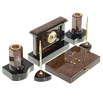 Настольный письменный набор с часами из природного камня обсидиана Royal Stone варинант исполнения - 2 | Loft Concept в Тюмени