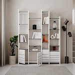 Стеллаж прямой ассиметричный с полками и 4-мя дверцами ARYA BOOKCASE WHITE варинант исполнения - 4 | Loft Concept в Тюмени