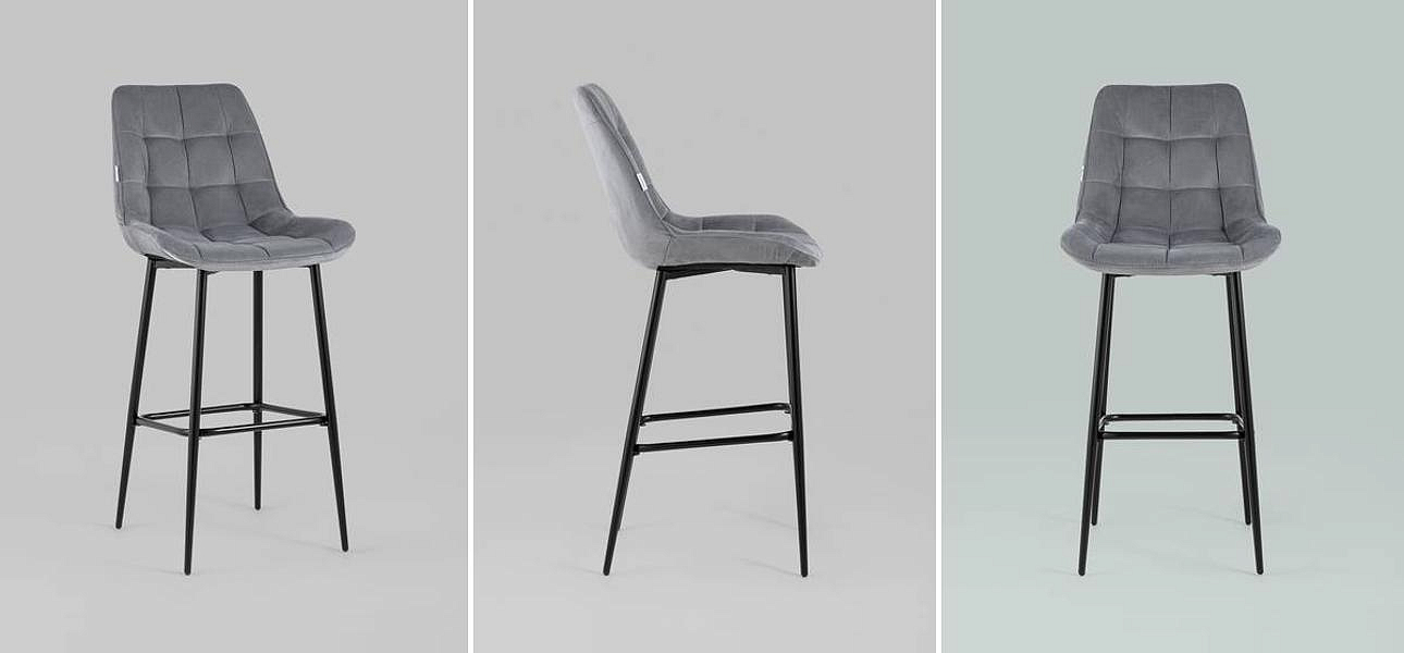 Стул Полубарный NANCY Chair посадка 75 см Серый Велюр Стул Полубарный NANCY Chair посадка 75 см Серый Велюр - Loft-Concept в Тюмени