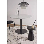 Круглый обеденный стол с белой мраморной столешницей White Tabletop on Black Base варинант исполнения - 3 | Loft Concept в Тюмени