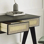 Дизайнерский письменный стол матово-чёрного цвета с 2-мя плетеными ящиками Glade Desk варинант исполнения - 1 | Loft Concept в Тюмени
