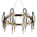 Люстра подвесная круглая черного цвета с круглыми прозрачными плафонами Virelia  варинант исполнения - 1 | Loft Concept в Тюмени