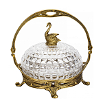 Конфетница из прозрачного рельефного стекла с ручкой и фигуркой лебедя Eden Garden варинант исполнения - 1 | Loft Concept в Тюмени