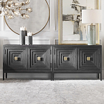 Тумба черная из дерева двухдверная Geometric Double Door Nightstand варинант исполнения - 4 | Loft Concept в Тюмени