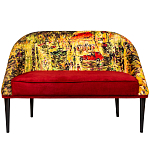 Диван двухместный из натурального бука красный с цветным принтом Impressionism in Art варинант исполнения - 1 | Loft Concept в Тюмени