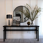 Настольная лампа с чёрным тканевым абажуром и металлическим корпусом золотого цвета Golden Arc варинант исполнения - 4 | Loft Concept в Тюмени