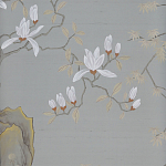 Обои ручная роспись Summer Night Blossom Colourway SC-122 on Wood Ash slub silk варинант исполнения - 2 | Loft Concept в Тюмени