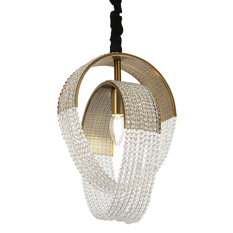 Подвесной светильник с хрустальными подвесками Godard Crystal Ring Hanging Lamp Латунь Прозрачный Черный Подвесной светильник с хрустальными подвесками Godard Crystal Ring Hanging Lamp Латунь Прозрачный Черный в Тюмени | Loft Concept