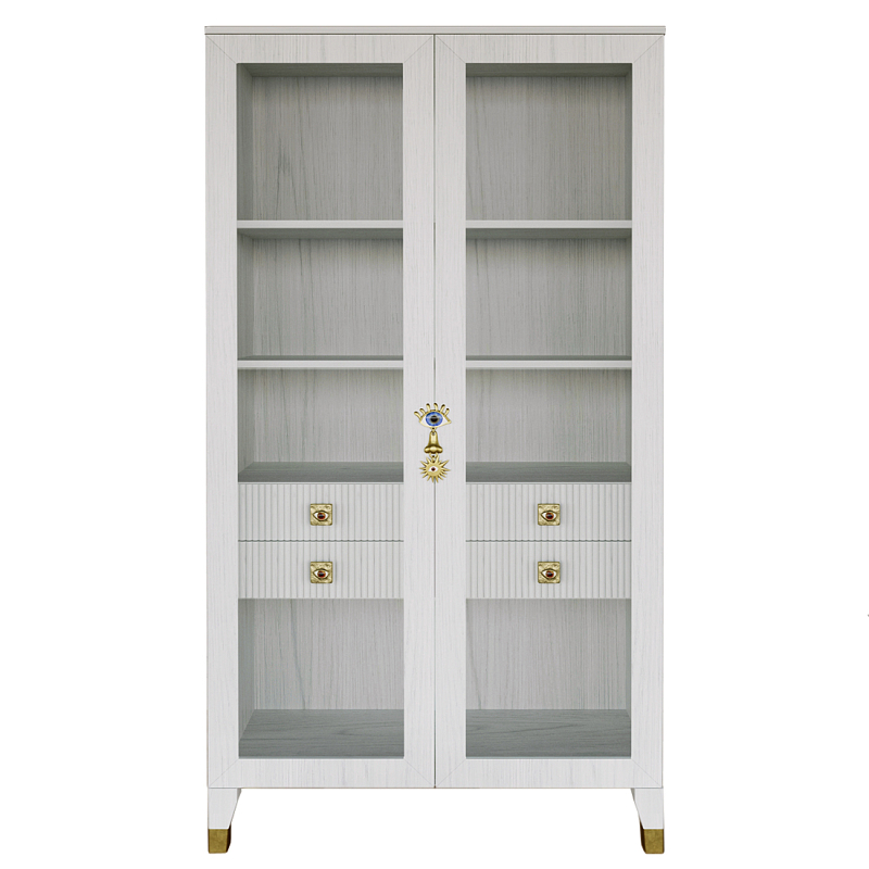 Дизайнерский шкаф витрина Elsa Dreams White с 4-мя ящиками Белый Золотой в Тюмени | Loft Concept 