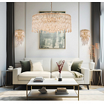 Люстра круглая с хрустальными подвесками на золотистом каркасе Roul Crystal Light варинант исполнения - 11 | Loft Concept в Тюмени