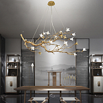 Люстра в виде золотой ветки с цветами Glass Flower Pendant Light варинант исполнения - 5 | Loft Concept в Тюмени