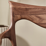 Стул деревянный с мягким сиденьем из коричневой натуральной кожи Moon Walnut Furniture варинант исполнения - 8 | Loft Concept в Тюмени