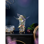 Ваза стеклянная прозрачная с бронзовым основанием в виде ветвей и фарфоровыми птичками Eden Garden варинант исполнения - 4 | Loft Concept в Тюмени