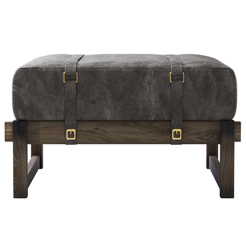 Пуф Duncan винтажная черная кожа  Черный Коричневый винтаж в Тюмени | Loft Concept 