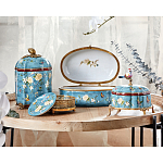 Ваза голубая с крышкой и цветочным узором Genuine Chinese Classics варинант исполнения - 3 | Loft Concept в Тюмени