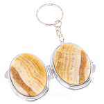 Зеркало брелок карманное двухстороннее из натурального камня Оникс Silver Stone Mirrors варинант исполнения - 2 | Loft Concept в Тюмени