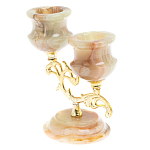 Подсвечник двухрожковый из натурального камня оникс Stone Candlestick варинант исполнения - 2 | Loft Concept в Тюмени