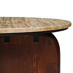 Кофейный столик с круглой столешницей на 2-х массивных деревянных ножках Tandem Travertine and Wood варинант исполнения - 3 | Loft Concept в Тюмени