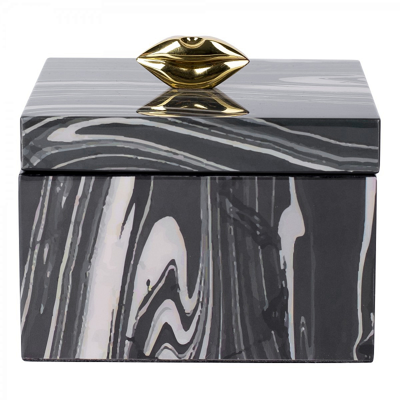 Шкатулка KISS BOX Черный Белый Глянцевое золото Шкатулка KISS BOX Черный Белый Глянцевое золото в Тюмени | Loft Concept