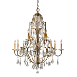 Люстра многоярусная с 12-ю лампами и стеклянными подвесками в классическом стиле Feiss варинант исполнения - 1 | Loft Concept в Тюмени