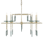 Люстра линейная с круглыми прозрачными подвесками  Horizontal Rectangular Chandelier варинант исполнения - 3 | Loft Concept в Тюмени