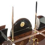 Настольный письменный набор с часами из природного камня обсидиана Oval Office варинант исполнения - 3 | Loft Concept в Тюмени