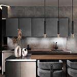 Подвесной светильник с узким цилиндрическим плафоном и золотым металлическим декором Concrete Pipe варинант исполнения - 8 | Loft Concept в Тюмени