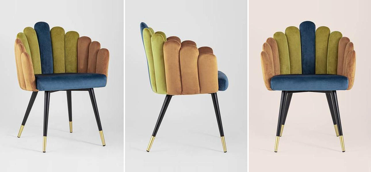 Стул Camellia Chair Синий и Карамельный Велюр Стул Camellia Chair Синий и Карамельный Велюр - Loft-Concept в Тюмени