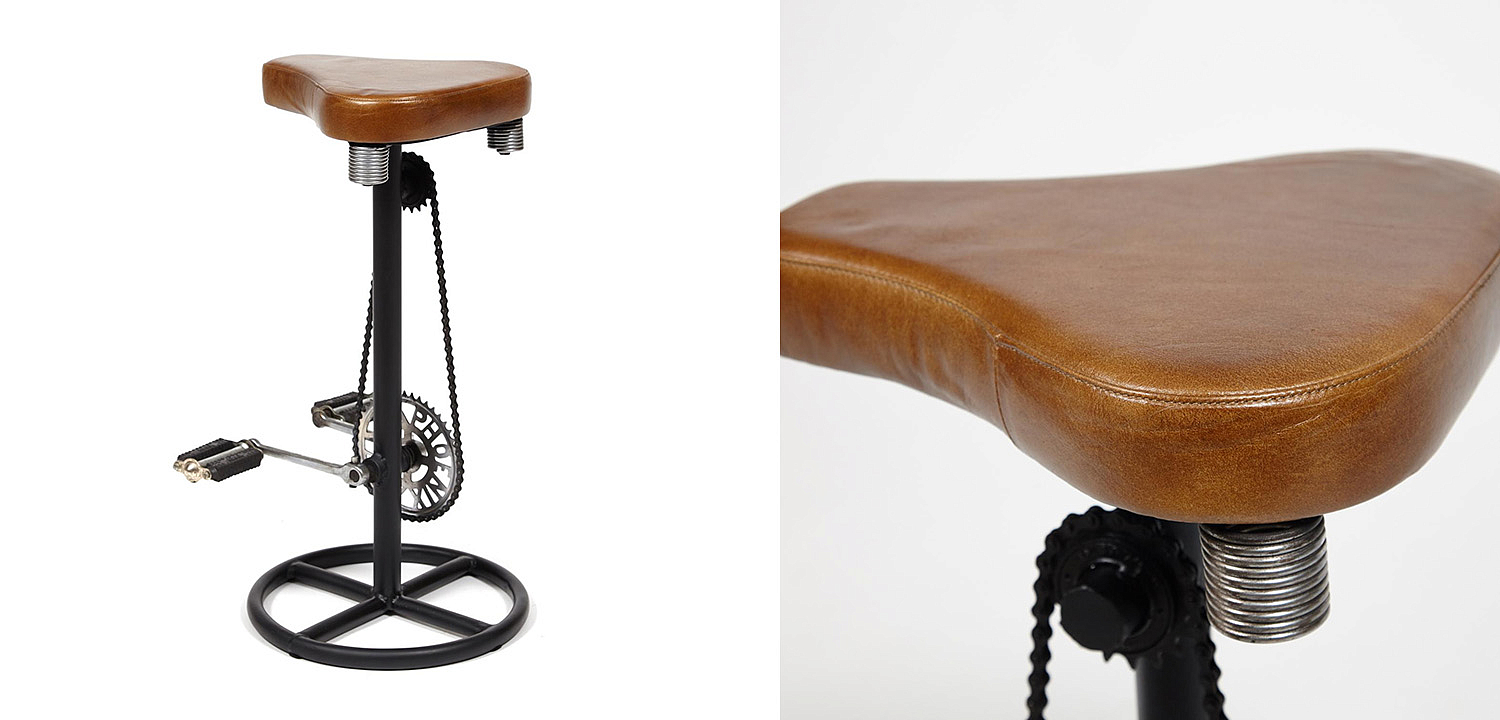 Барный стул с педалями от велосипеда Industrial leather bar stool with bicycle pedals - Loft-Concept в Тюмени