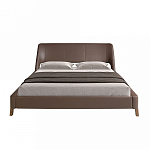 Кровать двуспальная с изголовьем из экокожи шоколадно-коричневого цвета Modern Look варинант исполнения - 4 | Loft Concept в Тюмени