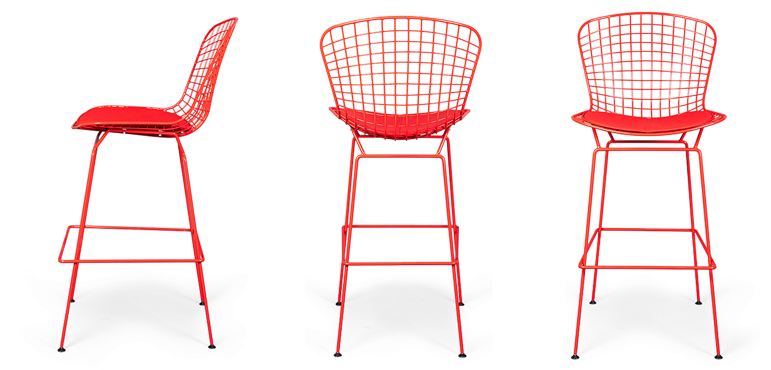 Барный стул Bertoia Barstool Red Барный стул Bertoia Barstool Red - Loft-Concept в Тюмени