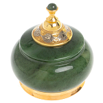 Икорница с крышкой с гравировкой из натурального камня Нефрит Decorative Cavair Dishes варинант исполнения - 1 | Loft Concept в Тюмени
