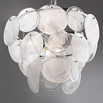 Люстра из белых стеклянных дисков на серебрянном каркасе White Glowing Reflectors варинант исполнения - 7 | Loft Concept в Тюмени