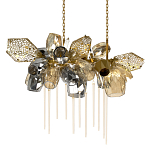 Люстра подвесная с 22-мя гранёными стеклянными плафонами с вертикальными подвесками Gilded Mirage  варинант исполнения - 1 | Loft Concept в Тюмени