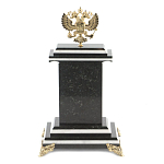 Часы настольные бронзовые с Гербом России из натурального камня Змевик Stone Clock варинант исполнения - 3 | Loft Concept в Тюмени