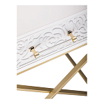 Приставной столик с выдвижным ящиком  White Table Carved Pattern варинант исполнения - 5 | Loft Concept в Тюмени