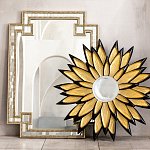 Зеркало-солнце в раме золотого и черного цвета Rays of Peace варинант исполнения - 3 | Loft Concept в Тюмени