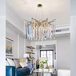 Люстра на подвесе с каркасом из металла и цветными подвесками из стекла Droplet Chandelier варинант исполнения - 1 | Loft Concept в Тюмени