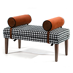 Банкетка Banquette PIED DE POULE Orange с принтом гусиная лапка Оранжевые валики варинант исполнения - 3 | Loft Concept в Тюмени