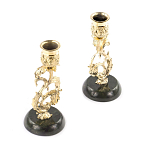 Подсвечники бронзовые на подставке из натурального камня нефрит Stone Candlestick варинант исполнения - 2 | Loft Concept в Тюмени