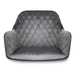 Барный стул со спинкой и подлокотниками на 4-х деревянных ножках Douglas Rhombus Серый Велюр варинант исполнения - 3 | Loft Concept в Тюмени