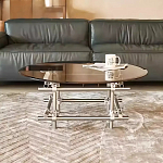 Дизайнерский журнальный стол с круглой столешницей на стальном основании Rivetyk варинант исполнения - 2 | Loft Concept в Тюмени