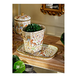 Кашпо с растительным и животным орнаментом на бронзовых ножках Turquoise Blooming Garden варинант исполнения - 8 | Loft Concept в Тюмени