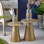 Журнальный столик с конусообразной основой и текстурной поверхностью золотого цвет Ethnic Metal варинант исполнения - 5 | Loft Concept в Тюмени