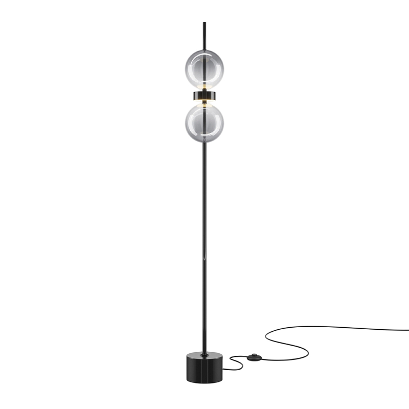 Напольный торшер светодионый Double Moon 3000К 15Вт Дымчатый (Smoke) Черный в Тюмени | Loft Concept 