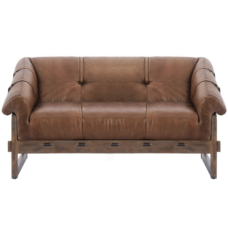 Двухместный диван Duncan винтажная коричневая кожа Коричневый винтаж в Тюмени | Loft Concept 