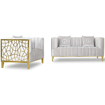 Кресло велюровое серое с фактурным каркасом золотистого цвета Best Traits варинант исполнения - 1 | Loft Concept в Тюмени